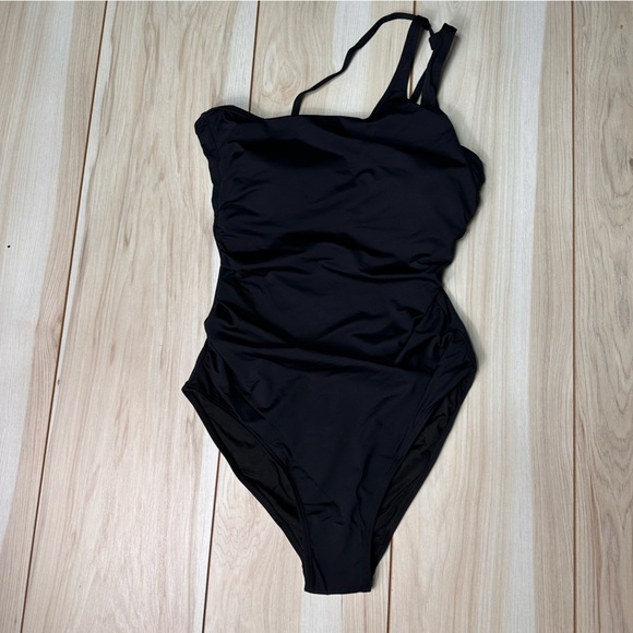 NWT Holipick One Shoulder One Piece Black Swimsuit, Size Large Tummy‎ Control - Picture 1 of 10
